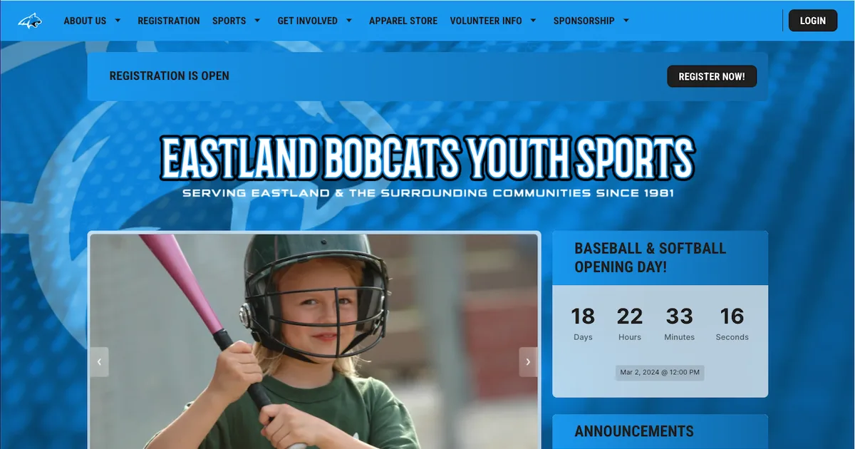 youth sports website hosting