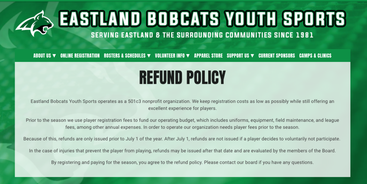 a refund policy template for a youth sports organization