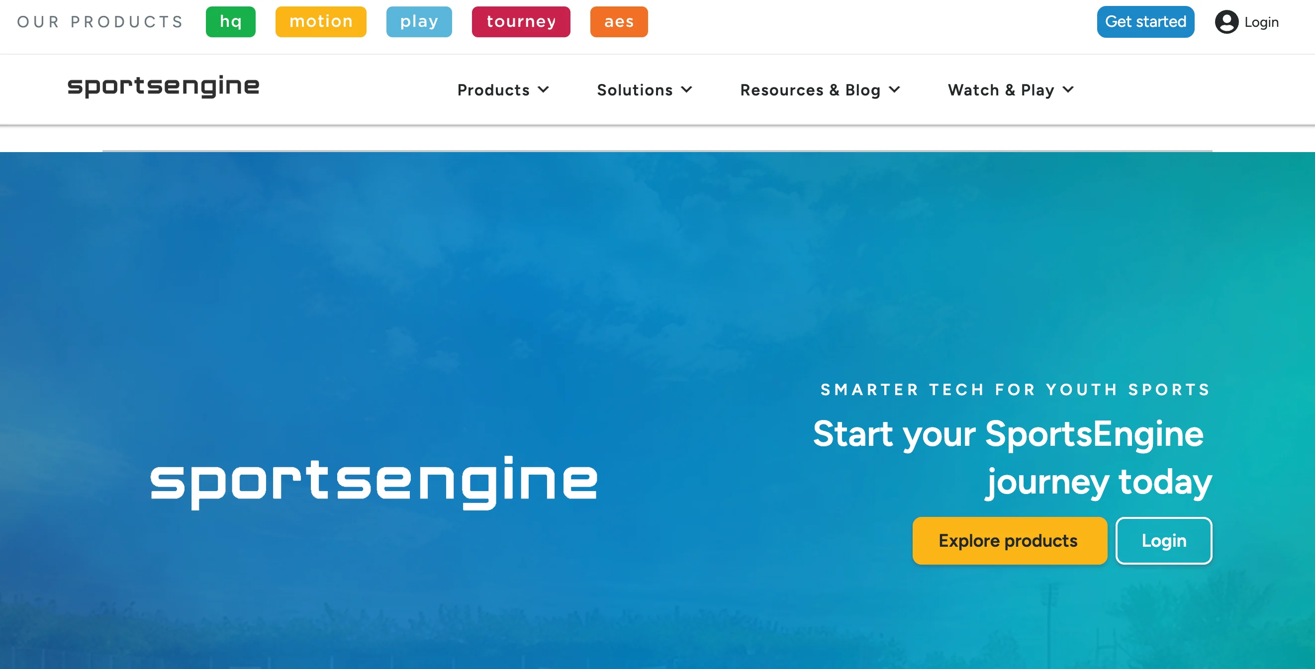 A screenshot of SportsEngine homepage