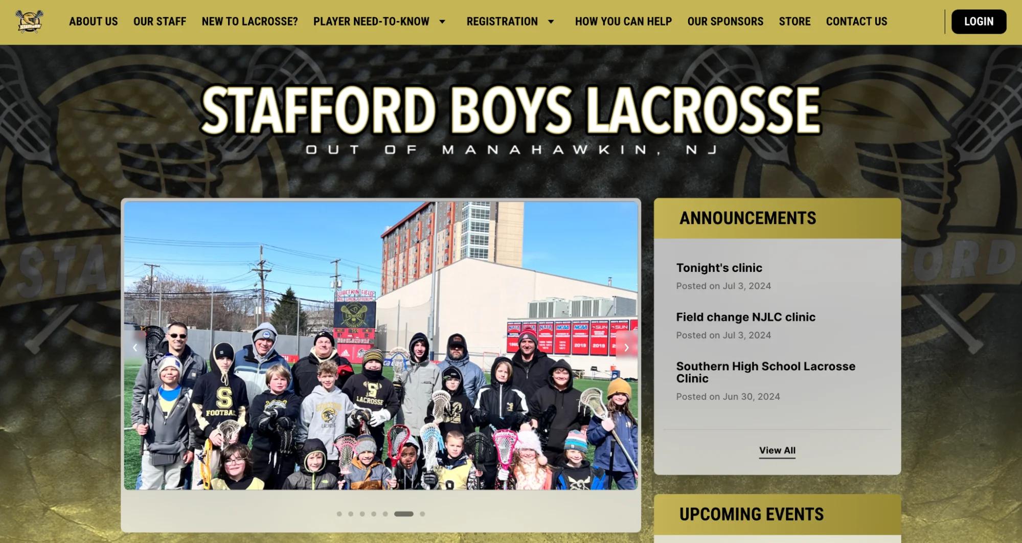 Screenshot of a Jersey Watch website, Stafford Boys Lacrosse