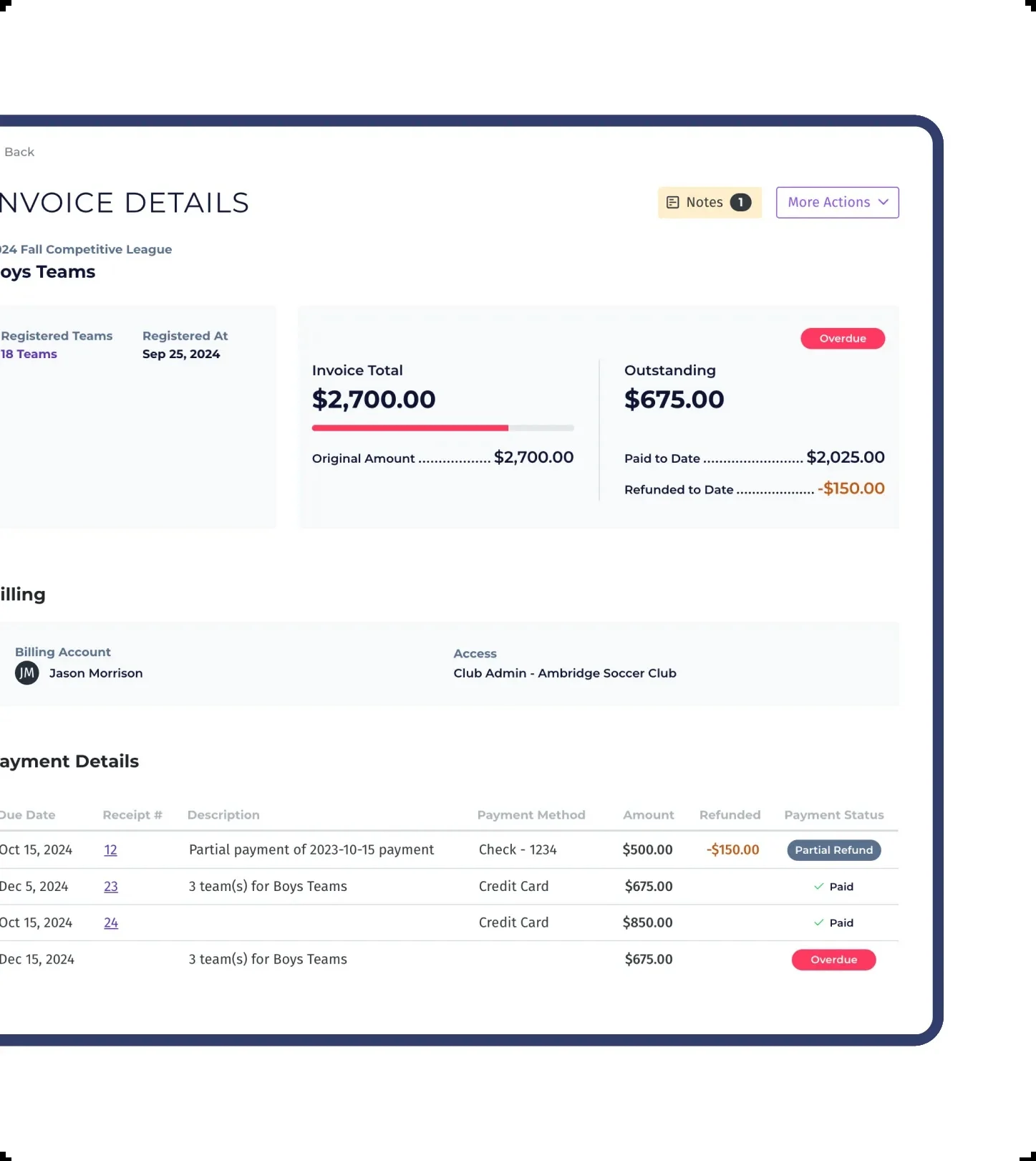 Screenshot of PlayMetrics