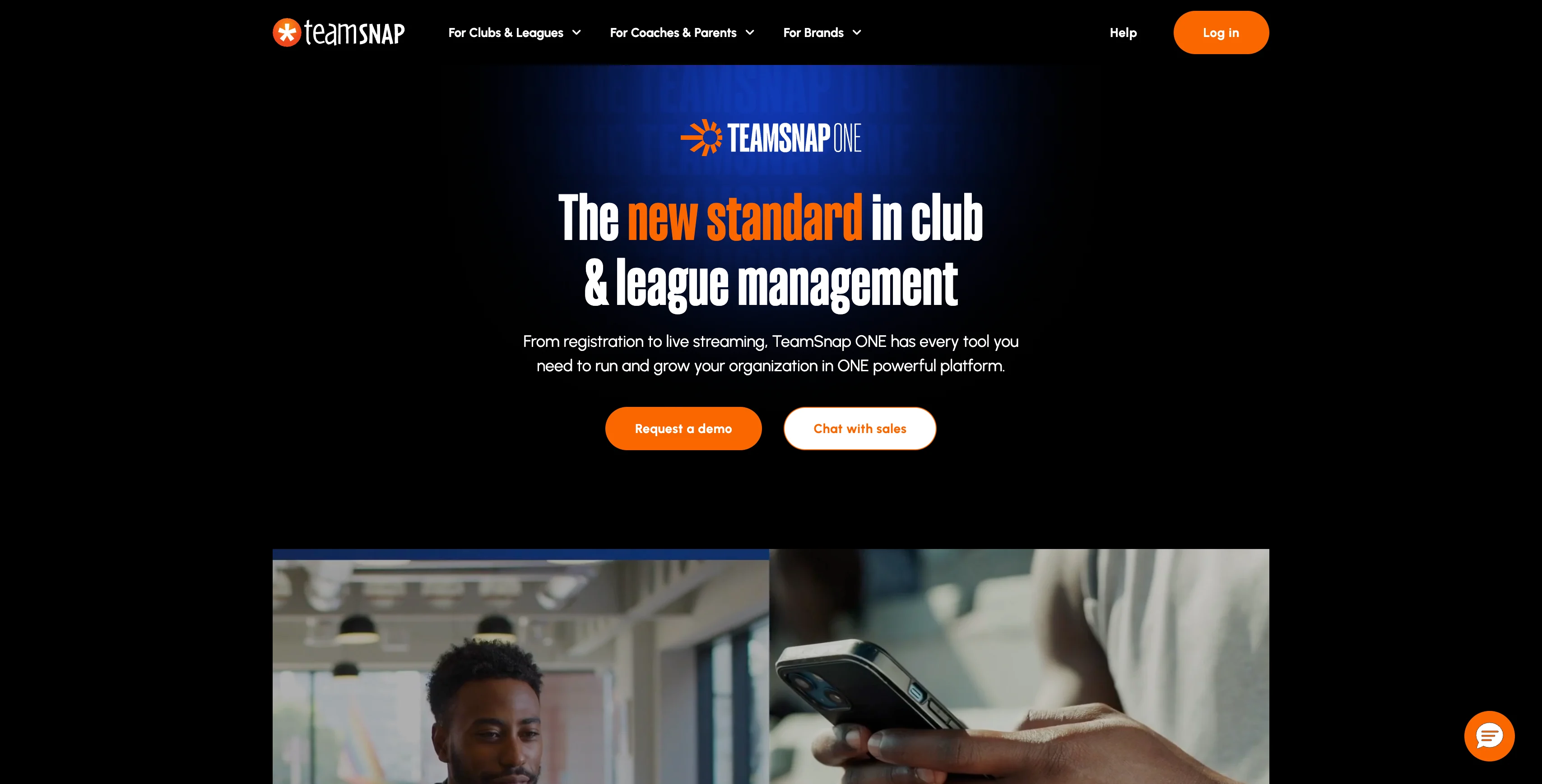 Screenshot of TeamSnap website
