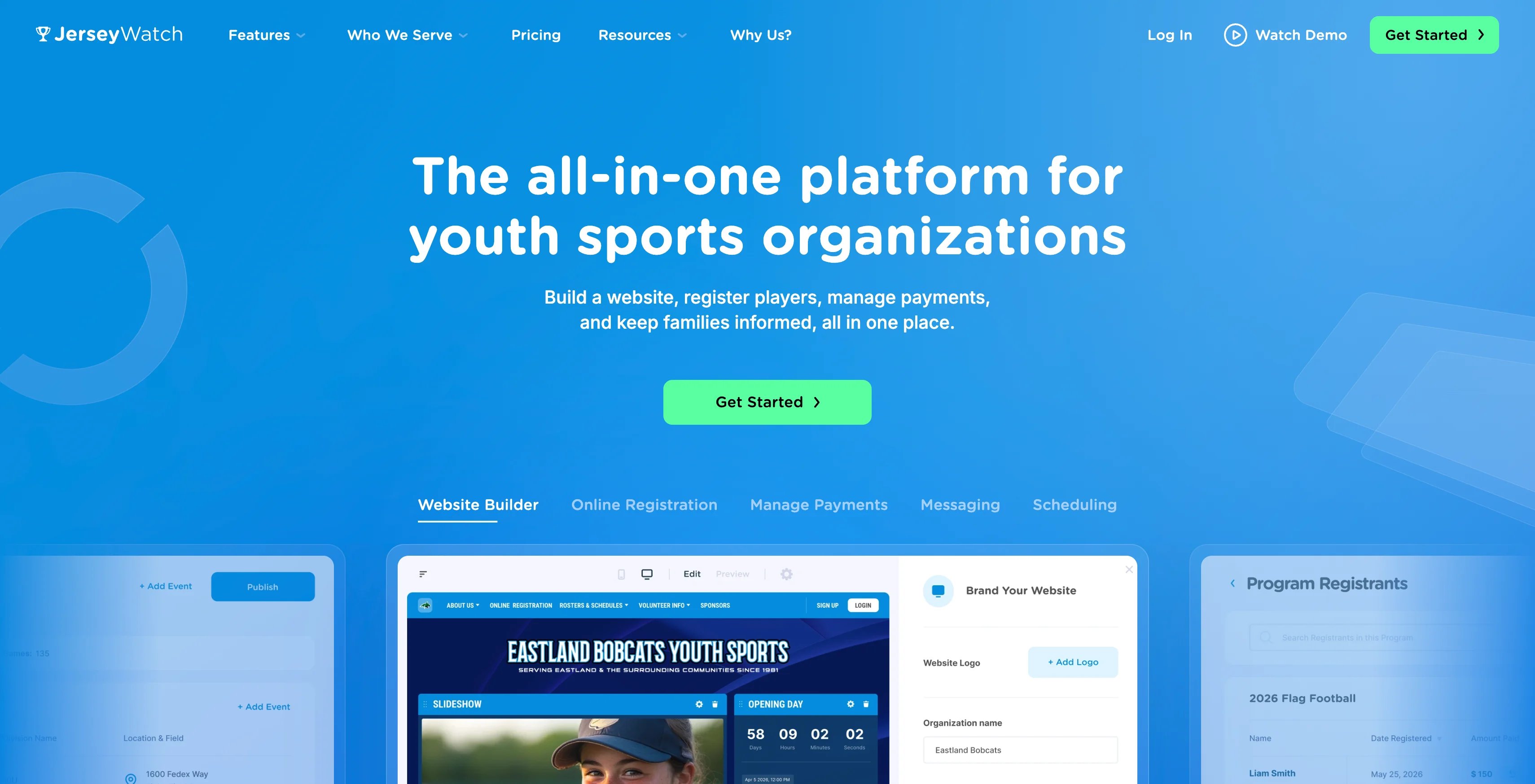 A screenshot of Jersey Watch's homepage