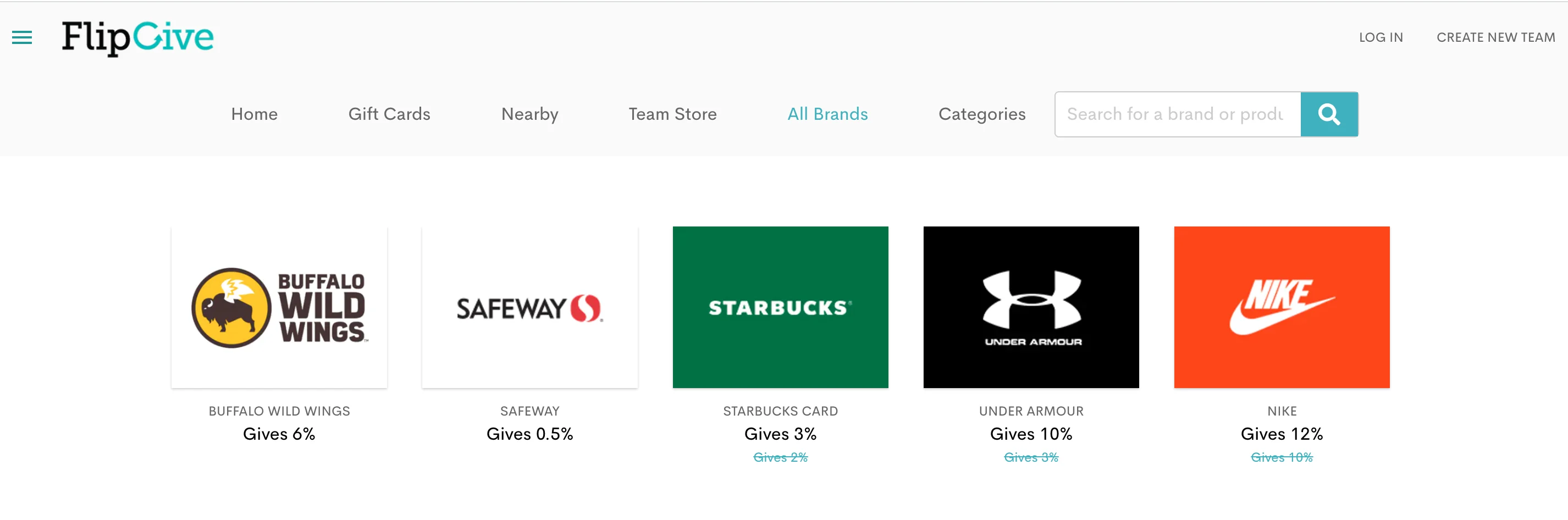 some of FlipGive's partners and brands for youth sports fundraising