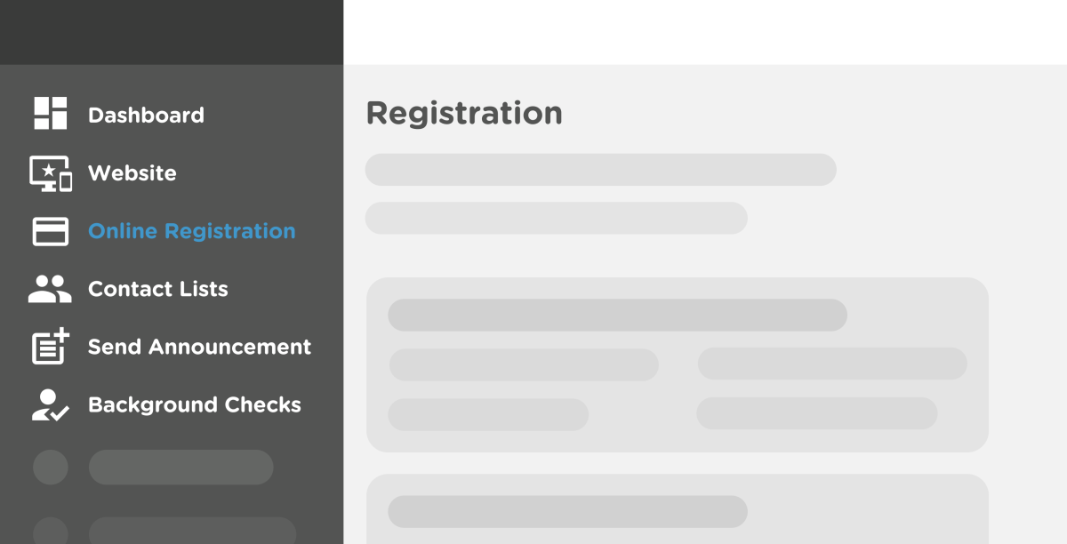 online sports registration software screenshot