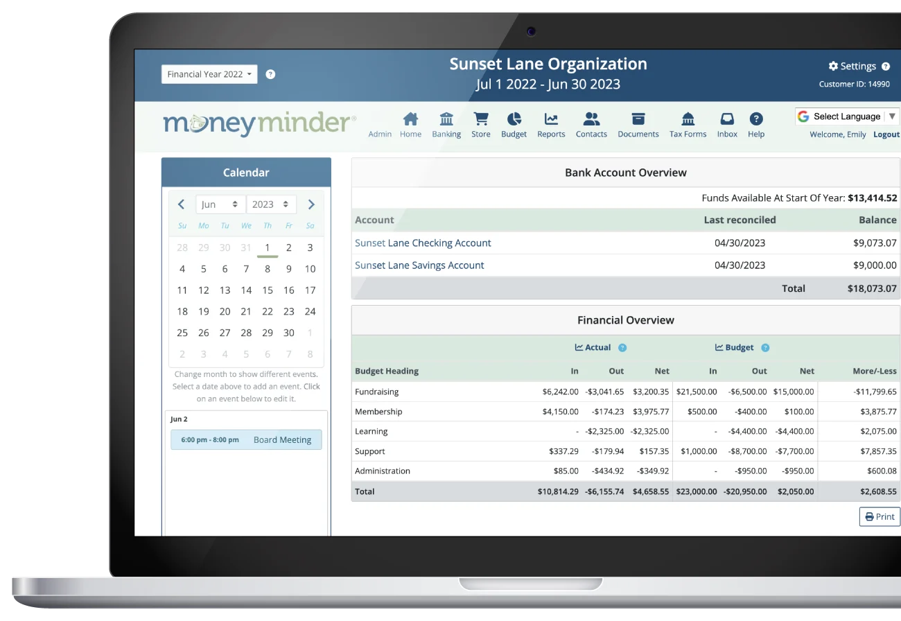 money minder sports accounting software