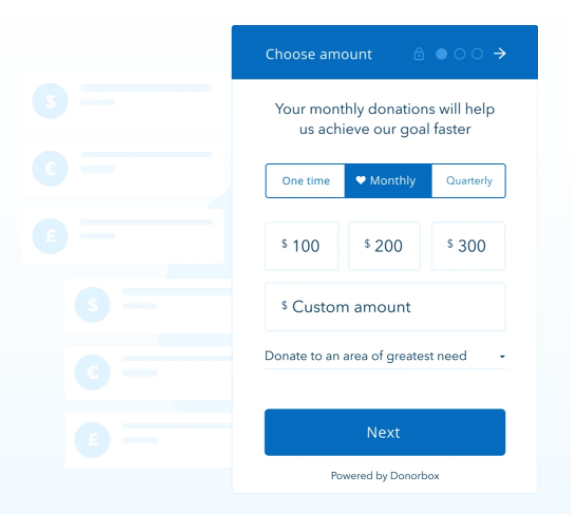a screenshot of donorbox recurring donations for sports organizations
