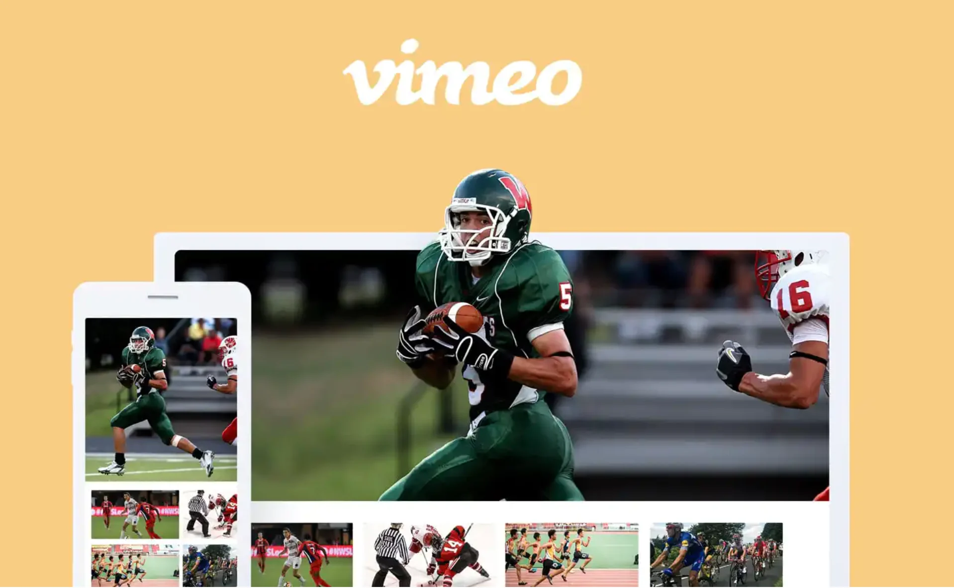 A screenshot of Vimeo Livestream of a football player