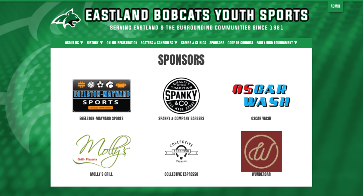 youth sports sponsors listed on a website