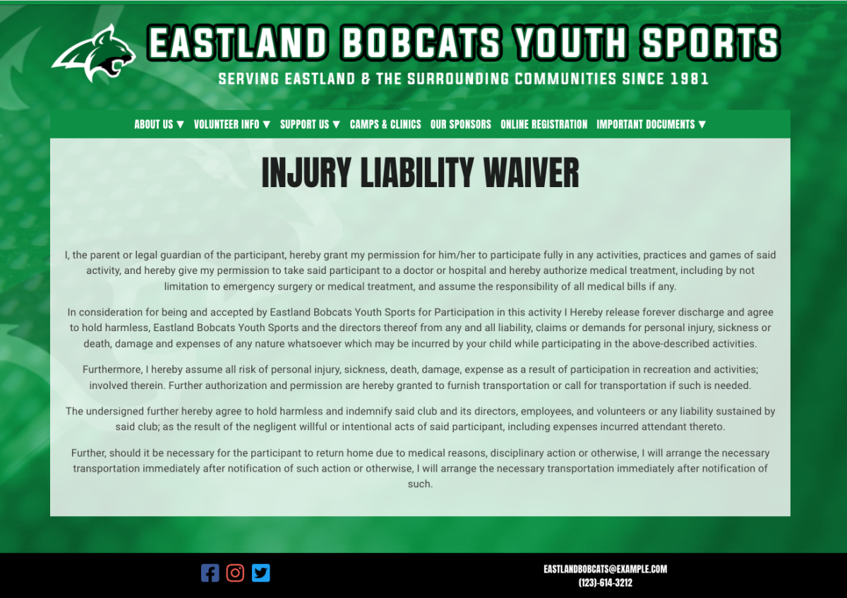 a youth sports injury liability waiver