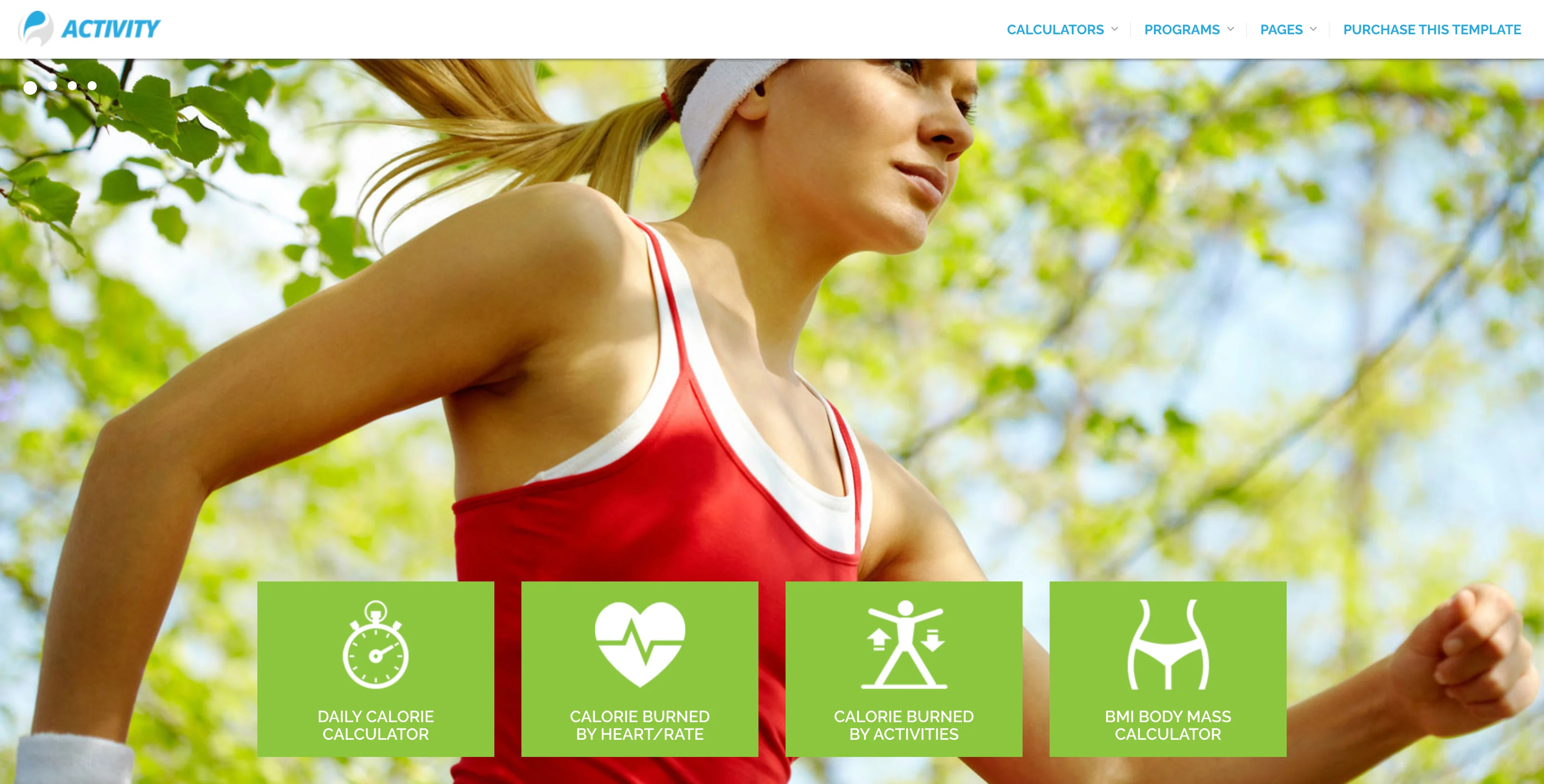 A screenshot of the ACTIVITY sports website theme preview