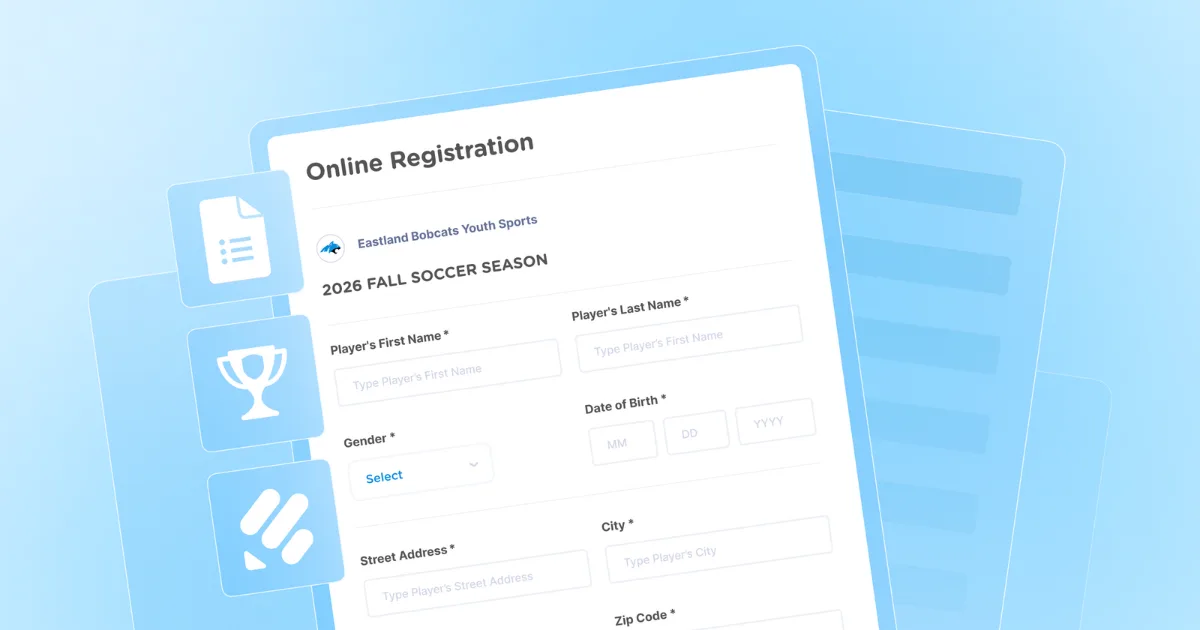 An illustration showing a registration form and Jersey Watch, Google Forms and Jotform logos
