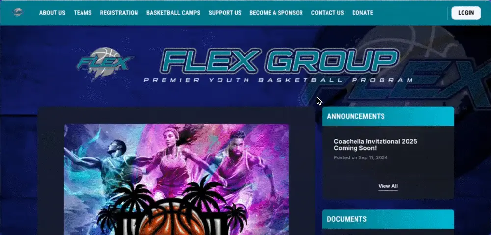 Flex Group homepage and embedded video