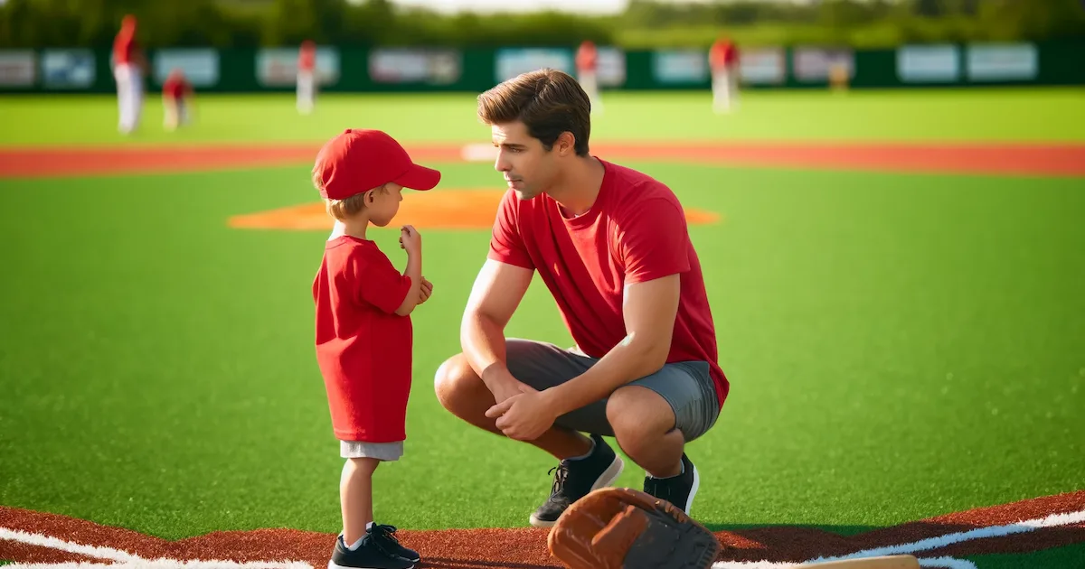 a baseball coach with a young player
