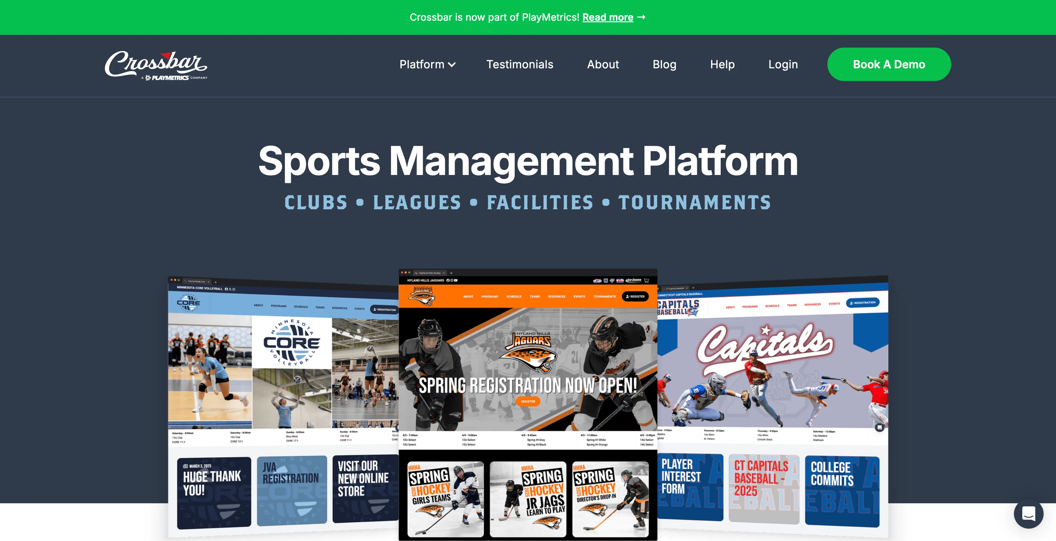 A screenshot of the Crossbar homepage