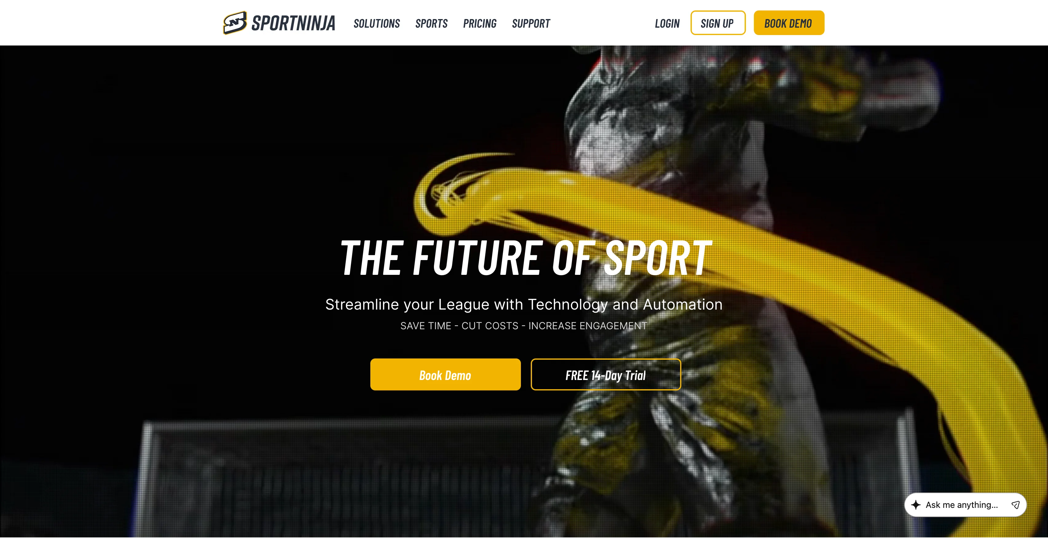 A screenshot of the SportNinja homepage