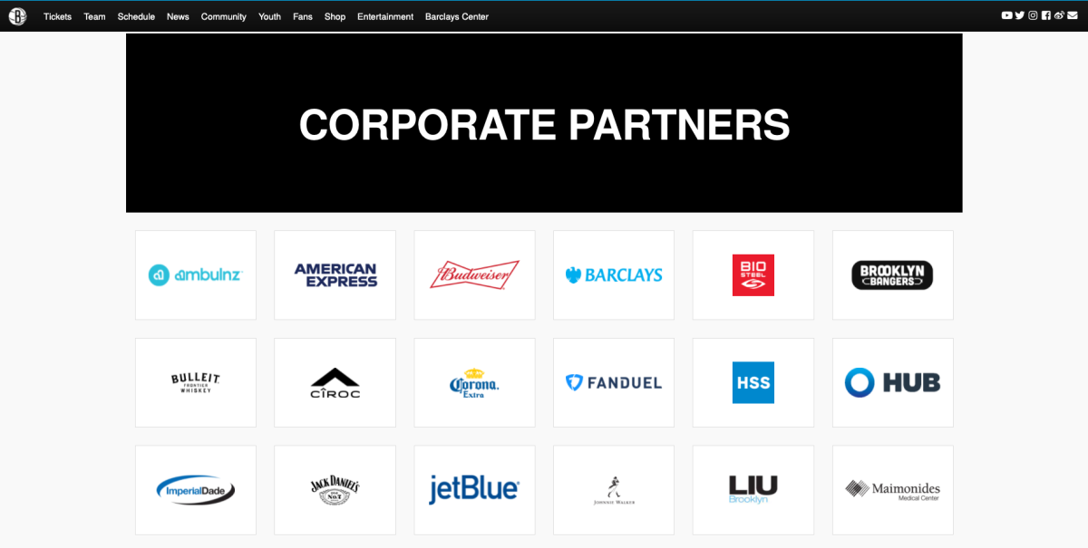 brooklyn nets corporate sponsors and partners