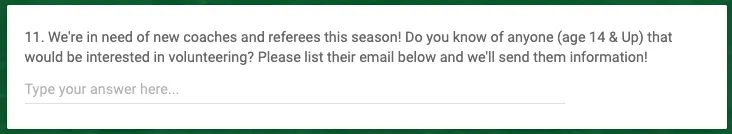 an online youth sports volunteer request