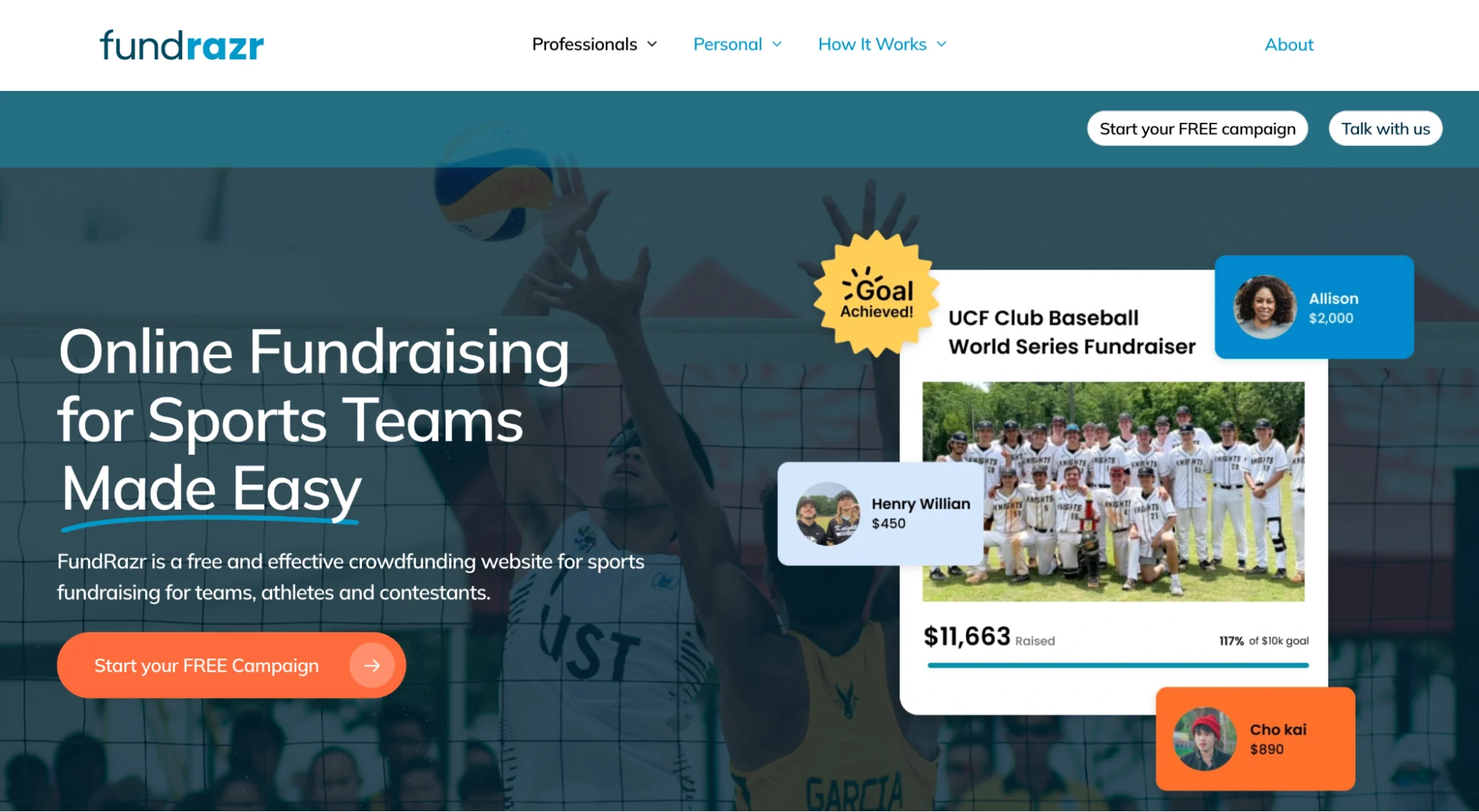 fundrazr online sports team fundraising