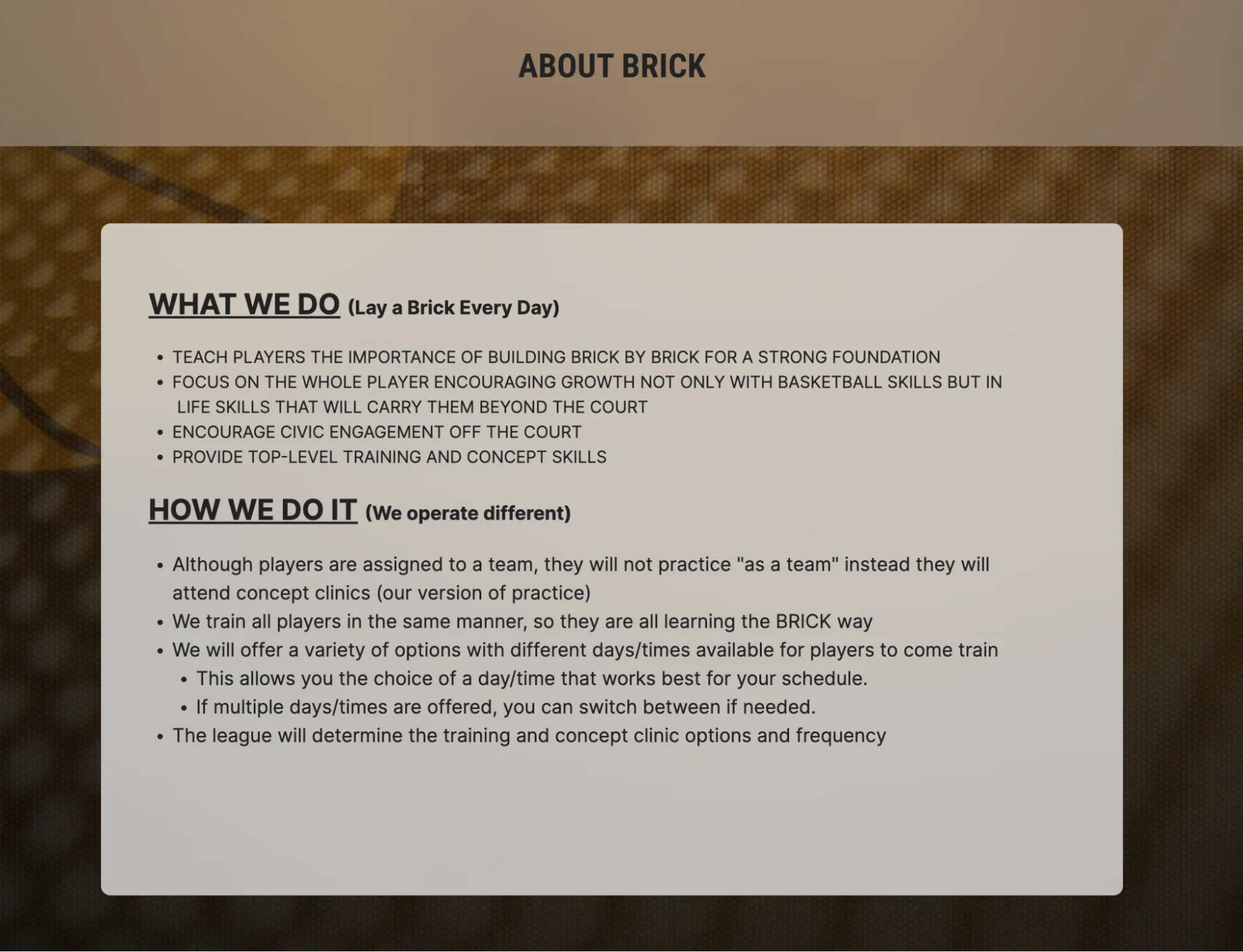 brick sports website homepage