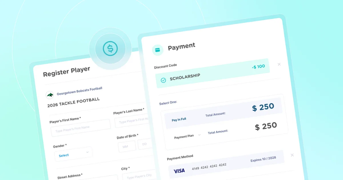 An illustration showing a complete youth sports registration form