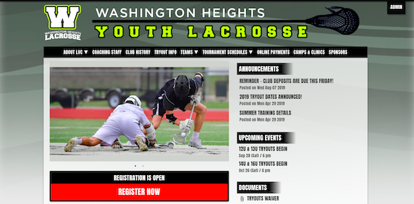 a website template for lacrosse clubs