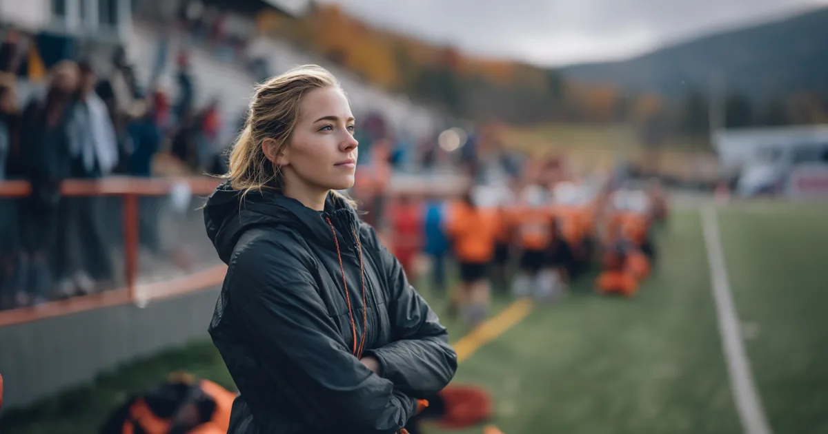 A mother coaching a youth sports team