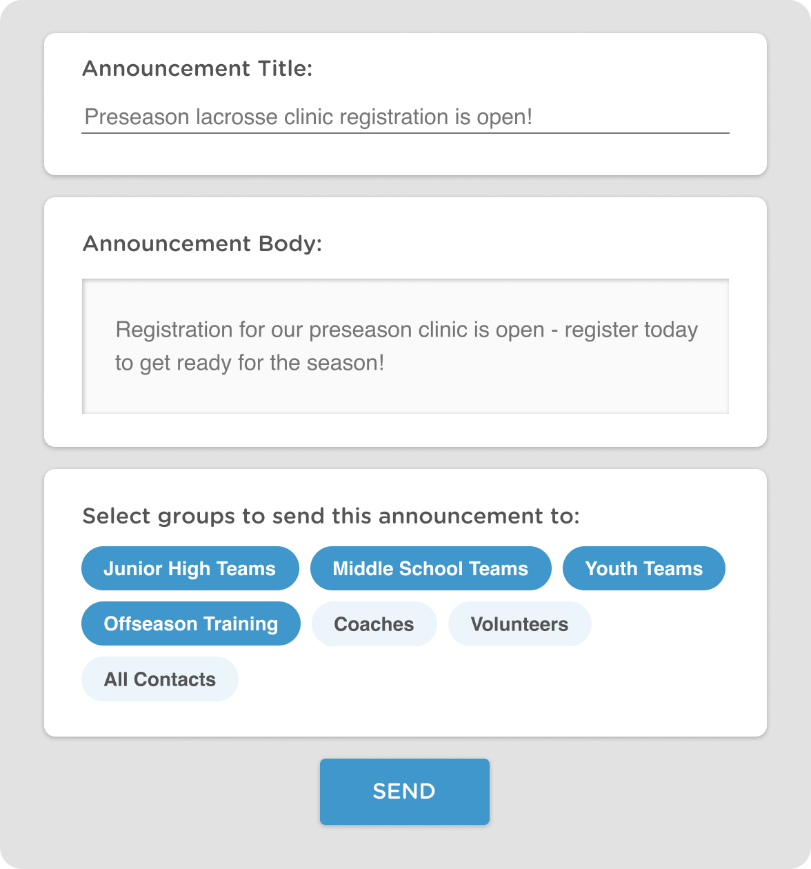 email and texting communication tools for lacrosse leagues and teams