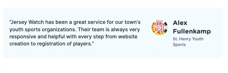 a testimonial for Jersey Watch sports management software