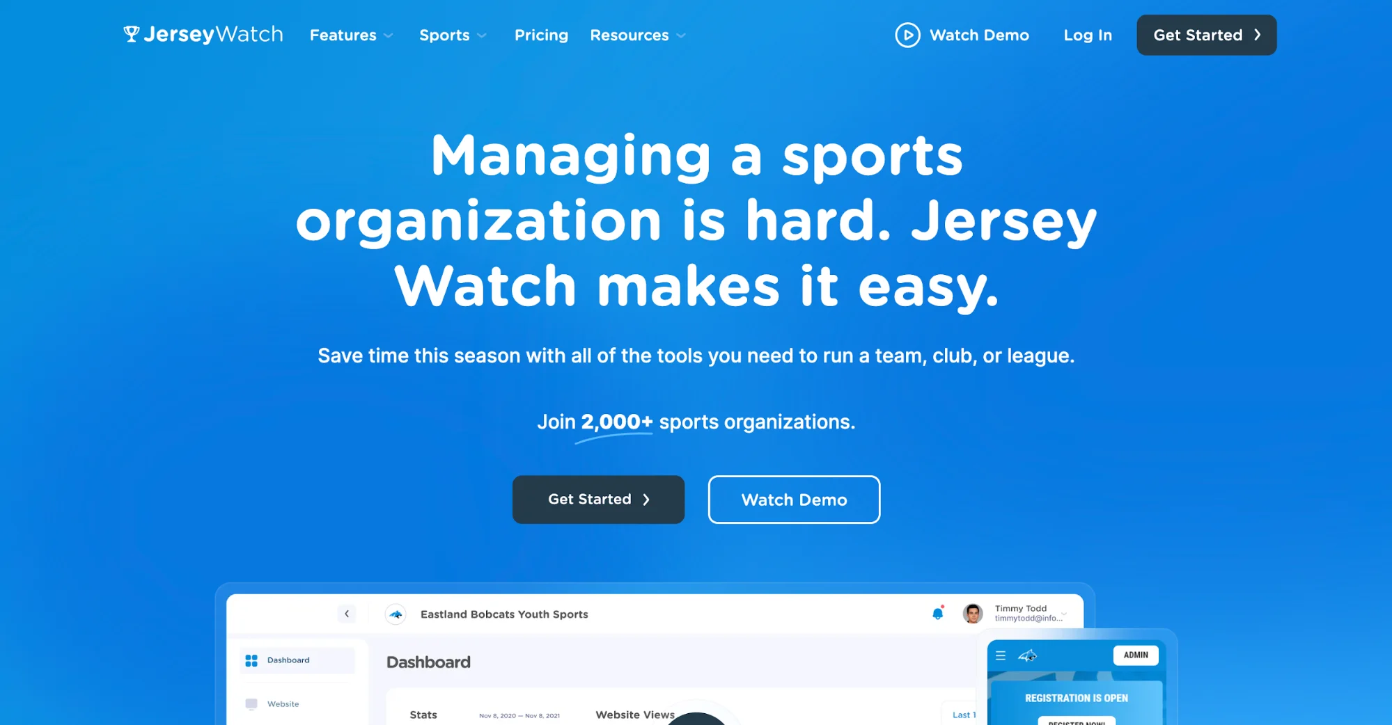 jersey watch sports league management software