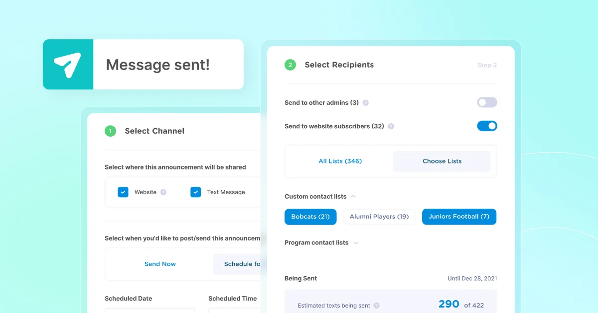 An illustration showing a sports messaging platform to communicate with parents