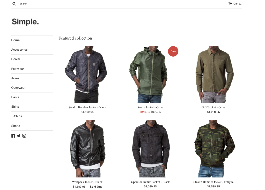 Shopify sports team store example