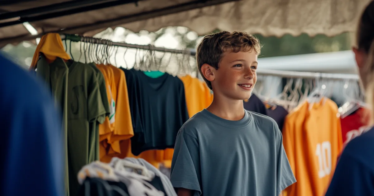 Youth athlete selling apparel