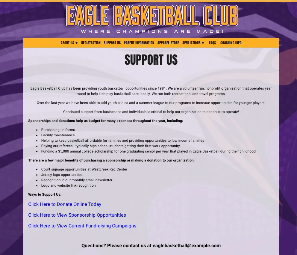 online fundraising options for a youth basketball team
