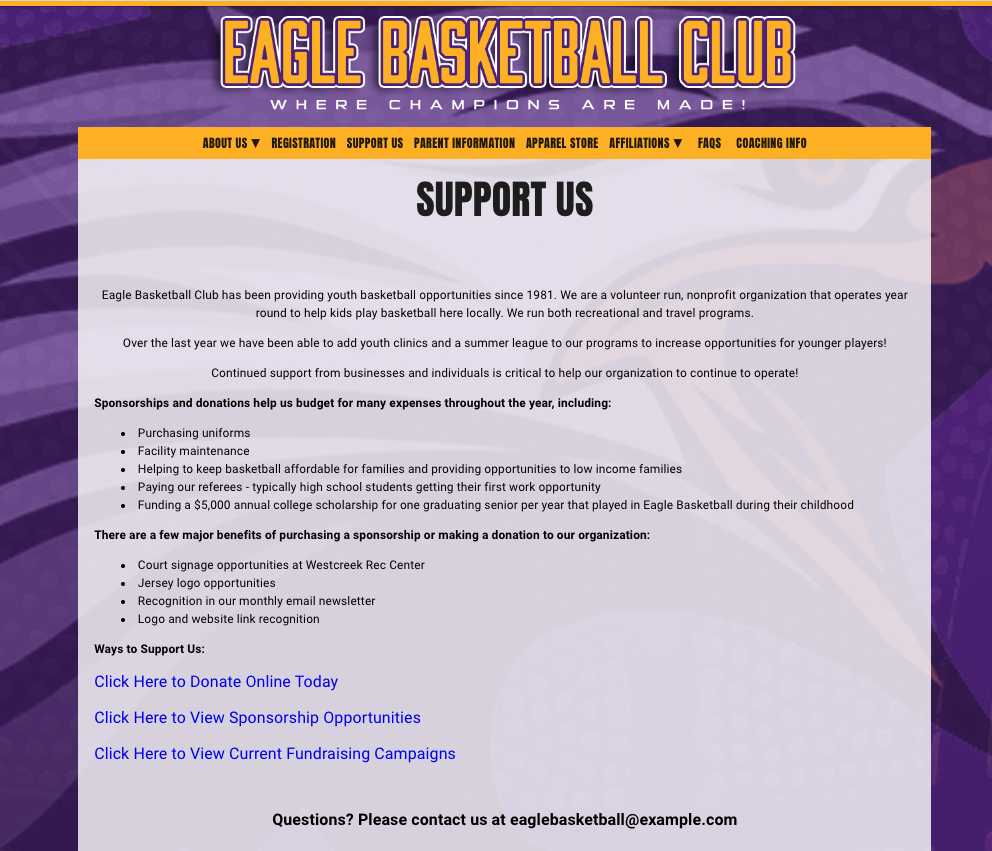 online fundraising options for a youth basketball team