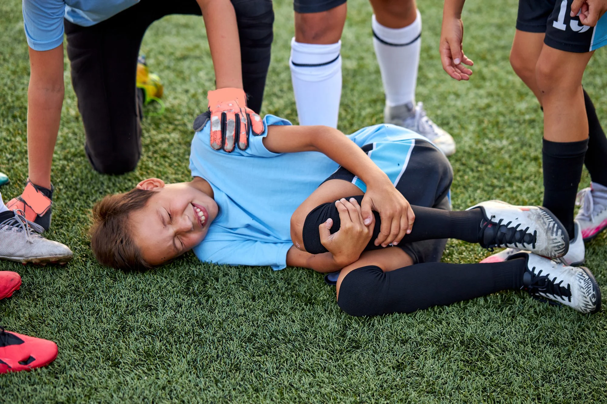 a soccer player with a youth sports injury
