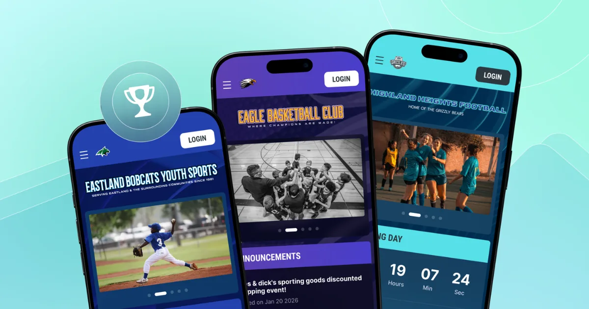 An illustration showing sports websites that are optimized for mobile devices