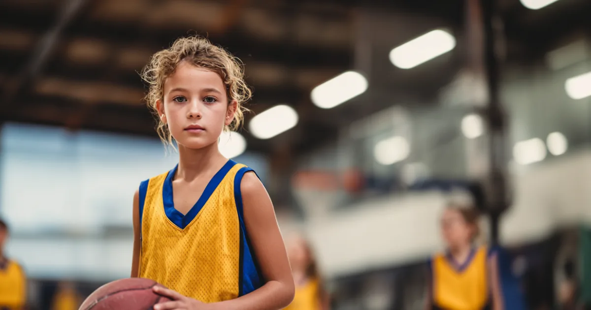 Youth basketball player holding a ball