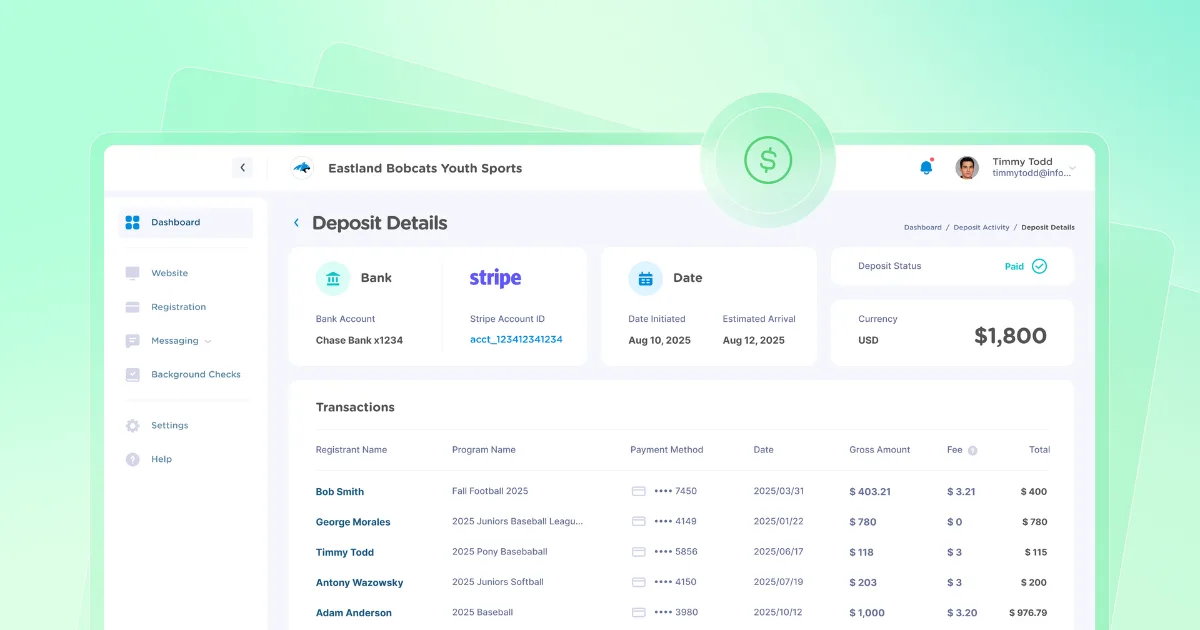 An illustration showing a sports team accounting software
