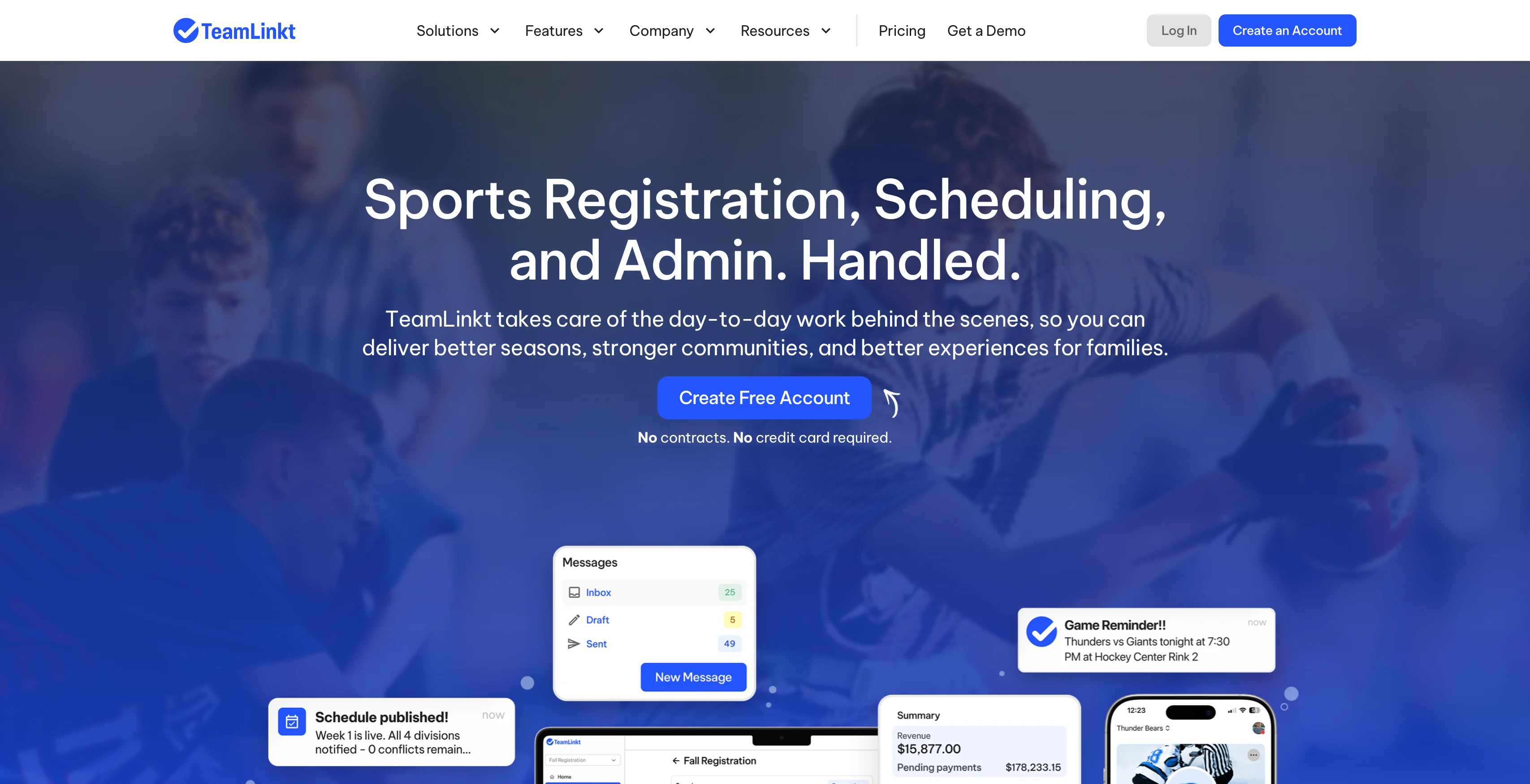 A screenshot of TeamLinkt homepage