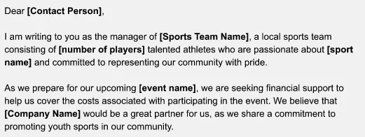 a sports event sponsorship letter