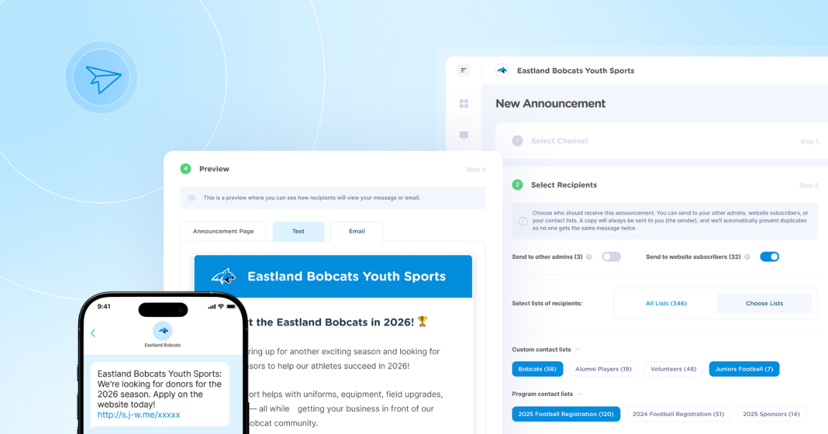 Feature Release: New Way to Send Announcements! | Jersey Watch