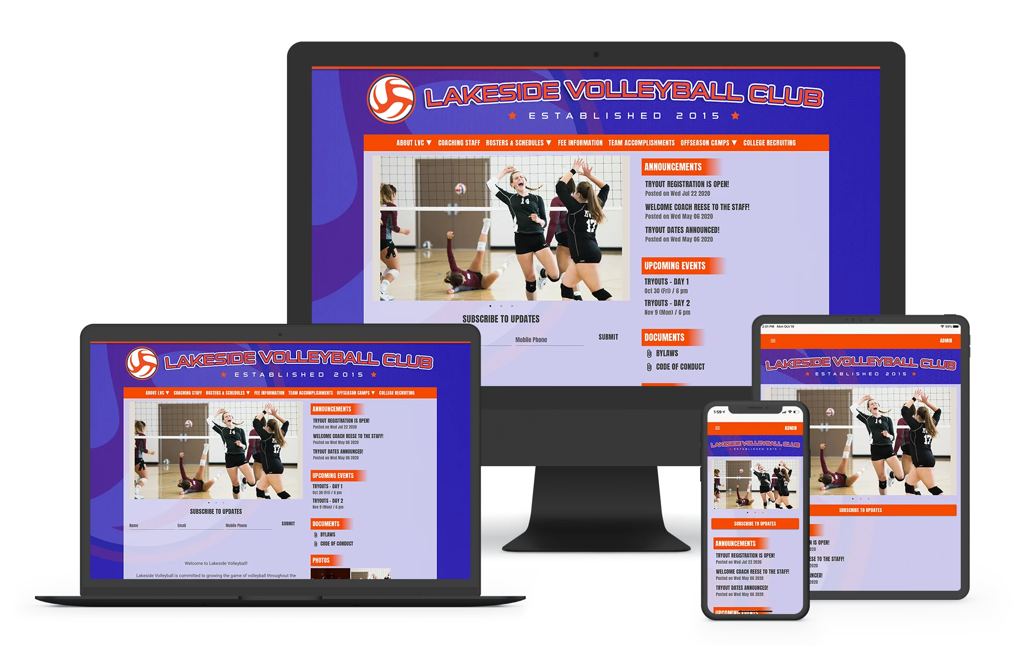 a website builder for volleyball clubs with online payments and registration