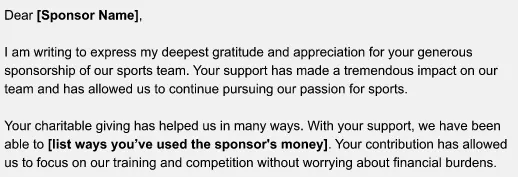 a sponsorship acknowledgement and recognition letter