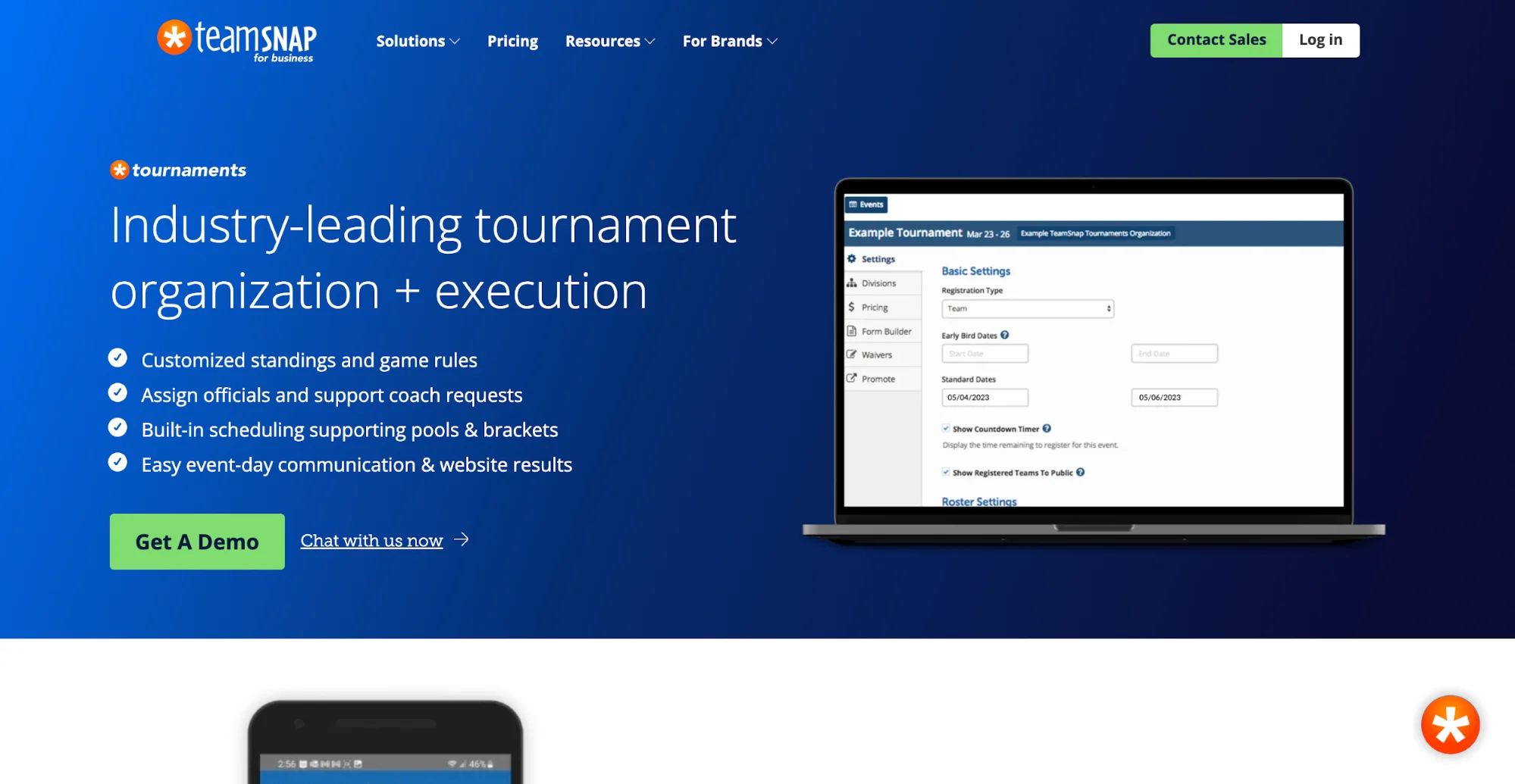 team snap tournament registration software