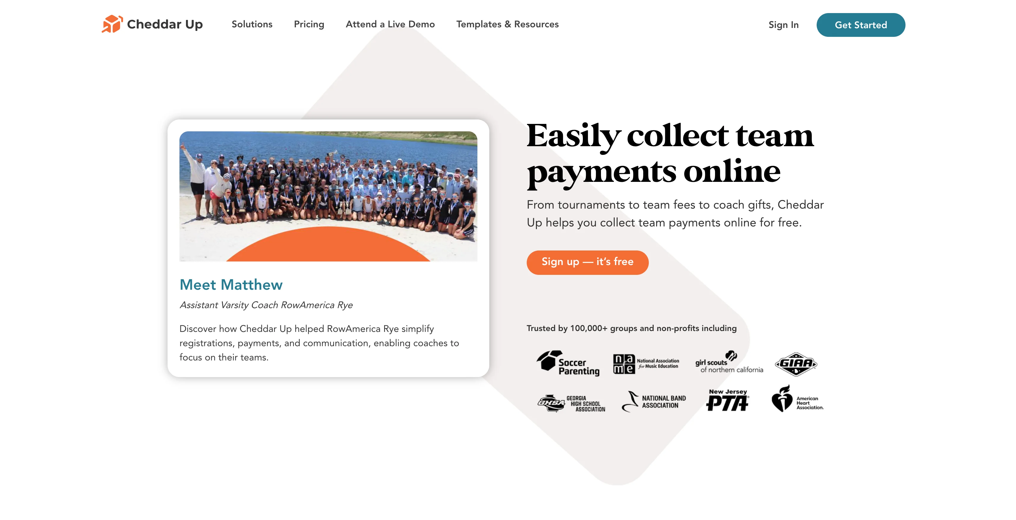 Screenshot of Cheddar Up website
