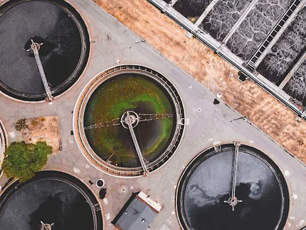 Overhead view of a water plant