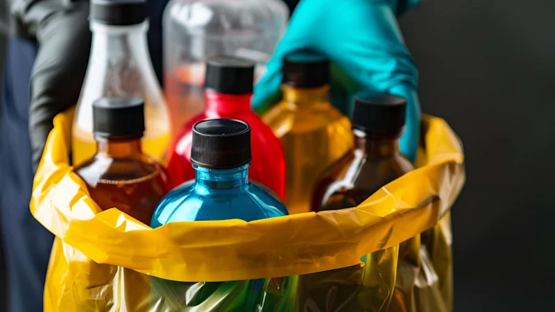 Unlabelled plastic chemical containers