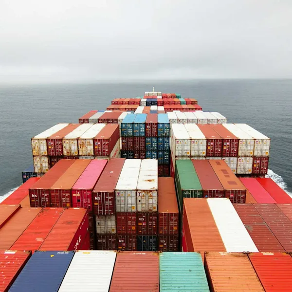 Shipping containers on a ship