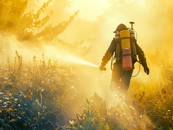 Farmer spraying pesticide